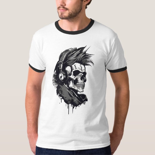 Skeleton and skull.skelett und totenkopf t-shirt  (Frente)