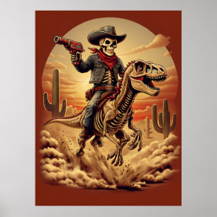 Skeleton Cowboy Andando Poster Dinossauro - SciFi
