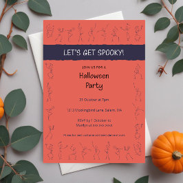 Skeleton Dance Halloween - convite para festa - la