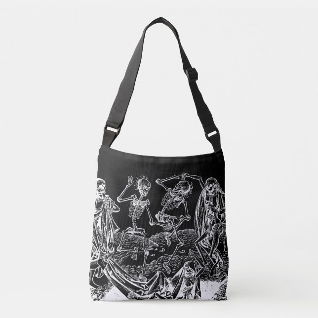 Skeleton Danse Macabre Black Tote Bag (Frente)