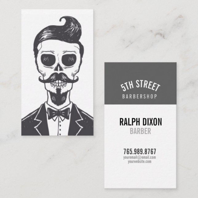 Skeleton Gentleman Barber Cartão de visita (Frente/Verso)