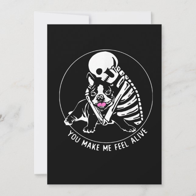 SKELETON HUG BOSTON TERRIER VOCÊ ME FAZ SENTIR VIV (Frente)