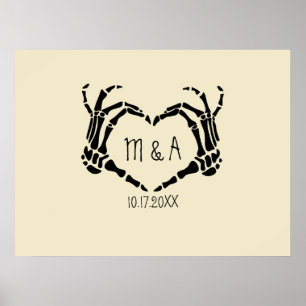 Skeleton Mãos Poster de Casamento Personalizado em