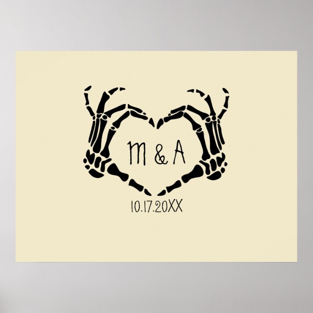 Skeleton Mãos Poster de Casamento Personalizado em (Frente)