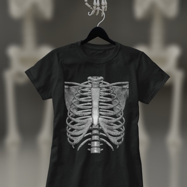 Skeleton Ribs Fácil Camisa De Figurino Para Menino (Classic Skeleton Ribs Easy Halloween Costume Tee. Throw it on and your done)