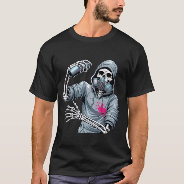 Skeleton Street Trend T-shirt Legal do Grafite (Frente)