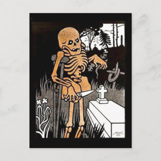 Skeleton Tending o cartão postal Grave