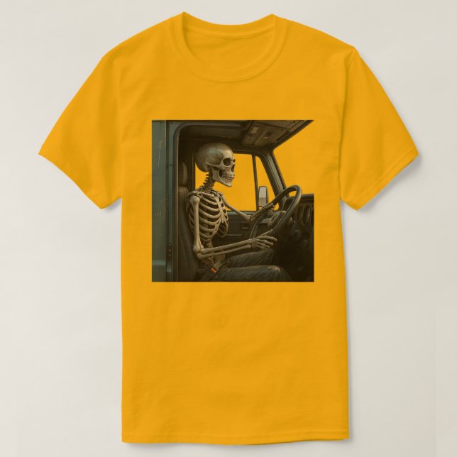 Skeleton Truck Driver Basic T-Shirt (Frente do Design)