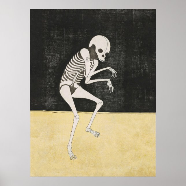 Skeleton Ukiyo-e Dark Art Impressão (Frente)