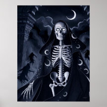 Skeleton Wizard Horror Impressão Poster Wall Art