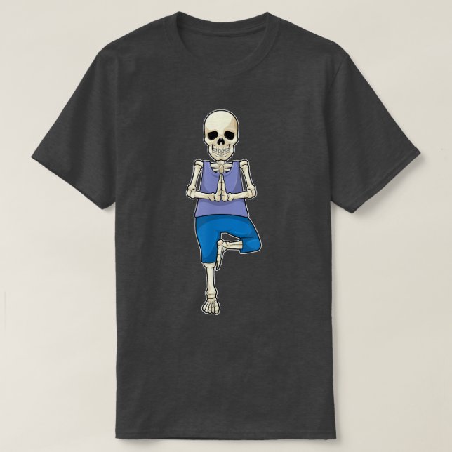 Skeleton Yoga Stretching exercise Fitness T-Shirt (Frente do Design)