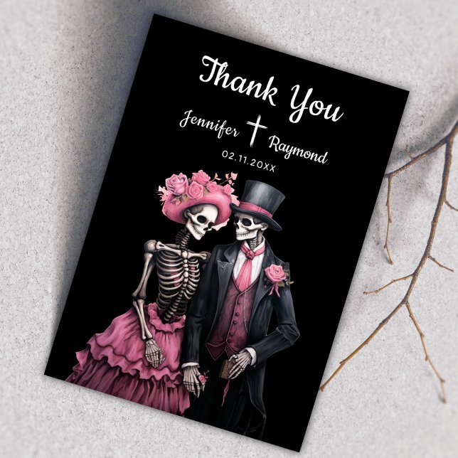 Skeletons Casamento Gótico Obrigado Cartões (Criador carregado)