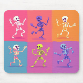 Skeletons Coloridos de Dança Disco - Mousepad