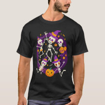 Skeletons Dançantes Camisa do Dia das Bruxas - Div