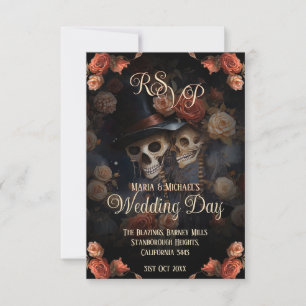 Skeletons Gothic Kissing RSVP de Casamento Louco