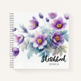 Sketchbook de Flores Violetas Por Aquarela