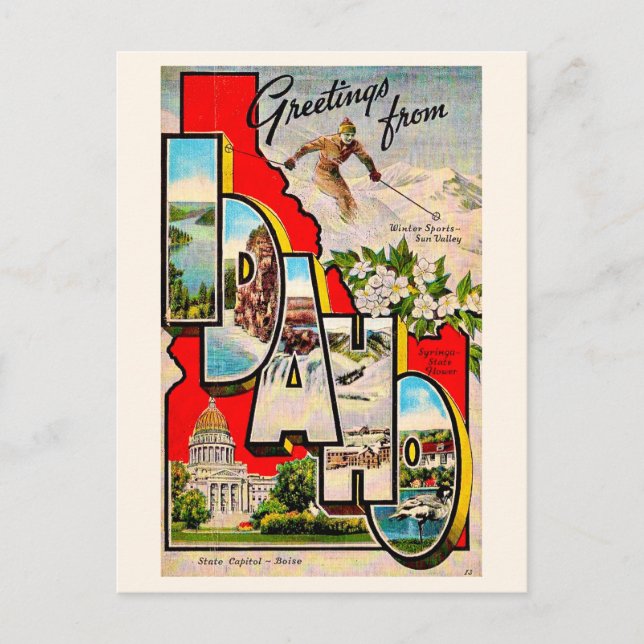 Ski Idaho - Sun Valley Cartão Postal Antigo (Frente)