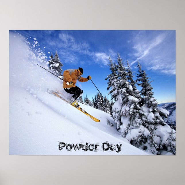 Skiing on a Powder day poster (Frente)