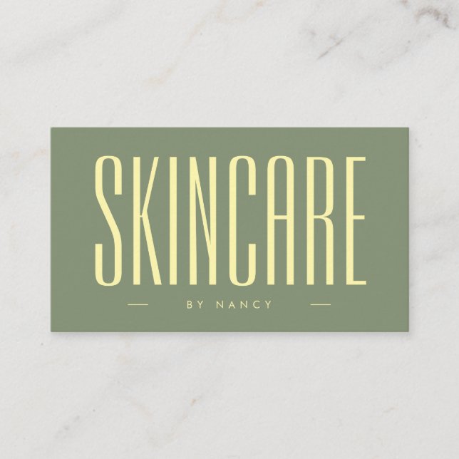 Skincare Minimalista Sage Green Cartão de visita (Frente)