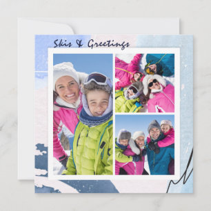 Skis & Saudações Natal Moderno 3 Foto do inverno