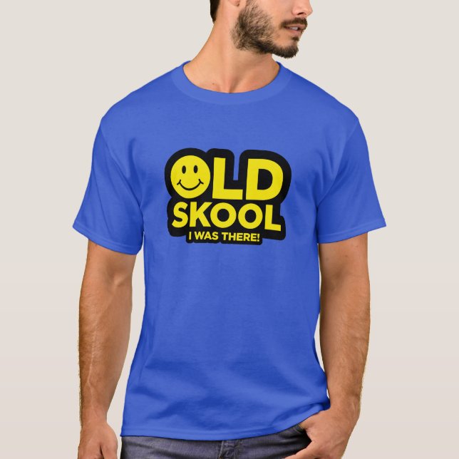 Skool velho - eu estava lá camisa - azul ácido (Frente)
