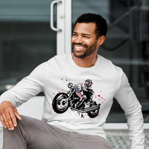 Skull Biker com T-Shirt do Helmet de Bandeira Amer