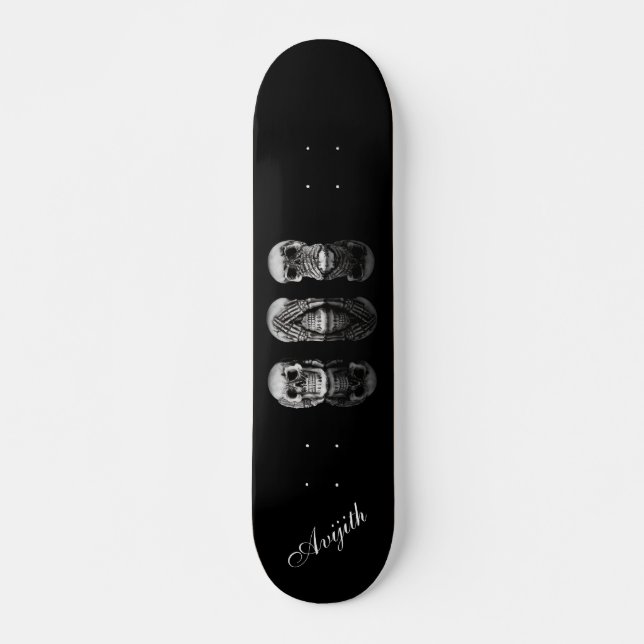 Skull Black Modern Custom Skateboard (Frente)