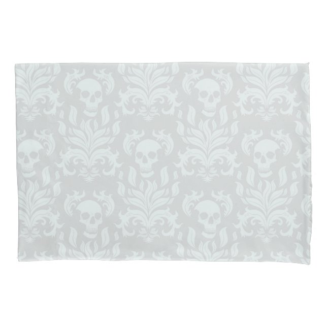 Skull Flame Damask em branco clássico em branco br (Frente-Esquerda)