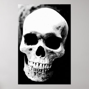 Skull Poster Impressão Black White Fantasy Metal R