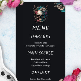 Skull Tattoo Rock and Roll Gothic Wedment Menu