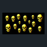 Skulls Pop Art Impressão Poster - Posters de crâni<br><div class="desc">Esqueleto de Arte Fantasia - Cinza e Imagem de Pop de Arte de Palha de Metal Pesado Negro</div>