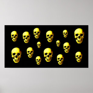 Skulls Pop Art Impressão Poster - Posters de crâni