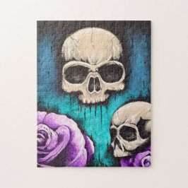 "Skulls & Rosa" Art Quebra-cabeça