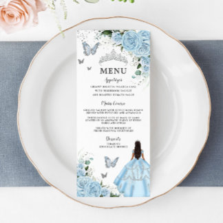 Sky Blue Floral Princess Dress Quinceañera Menu