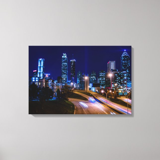 Skyline Atlanta na Night Canvas Print (Frente)