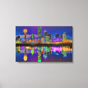 Skyline de Dallas na arte editada cromo das canvas