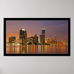 Skyline de Miami no poster do panorama do