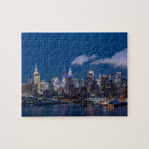 Skyline de New York no quebra-cabeça da noite