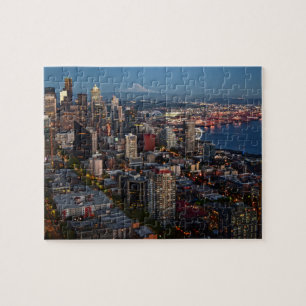 Skyline de Seattle no quebra-cabeça do crepúscul