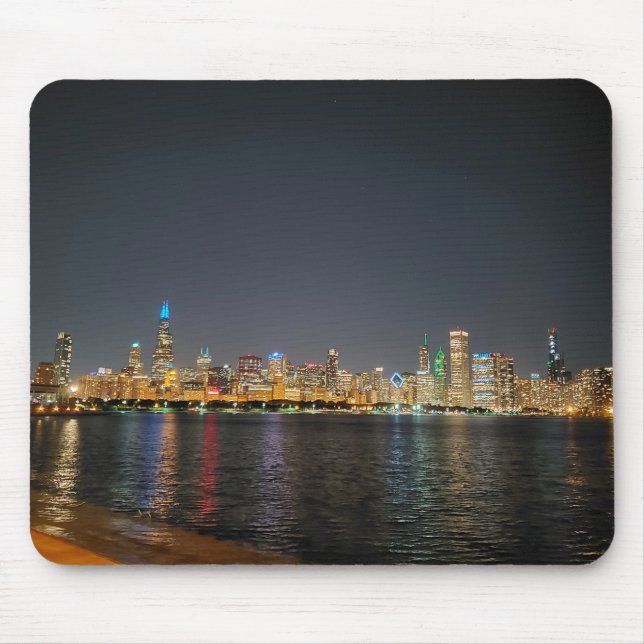 Skyline Mousepad Noite de Chicago (Frente)
