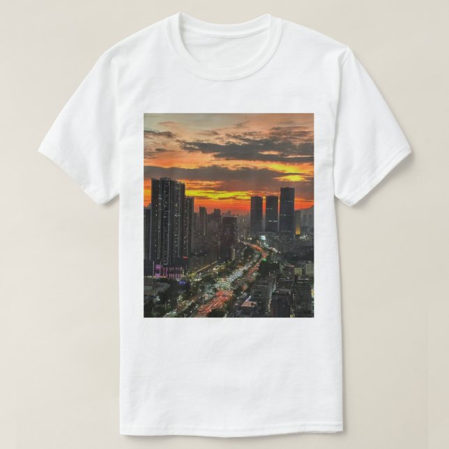 Skyline T-Shirt City Sunset (Frente do Design)