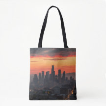 Skyline Urbano Sunset All - Over-Impressão Tote Ba