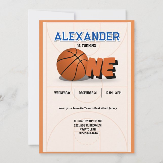 Slam Dunk Primeiro Convite À Bash De Aniversário (Frente)