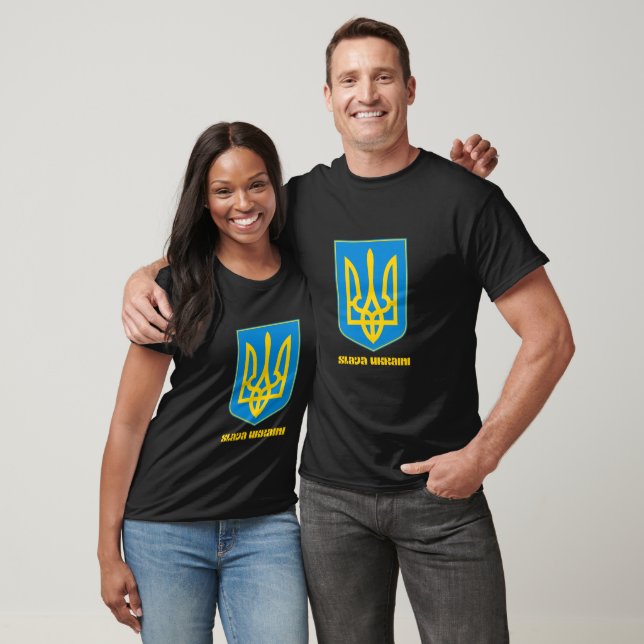 SLAVA UKRAINI Shield - Camisa amarela (Unissex)