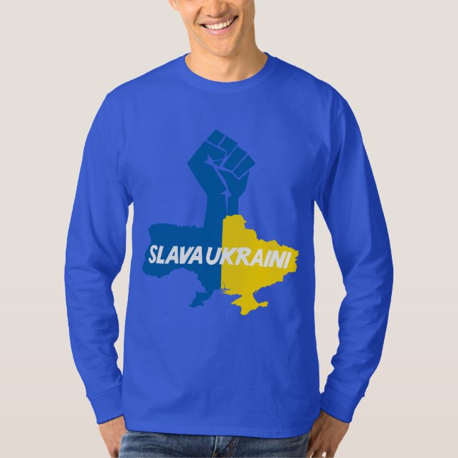 Slava Ukraini! t-shirt da solidariedade (Frente)