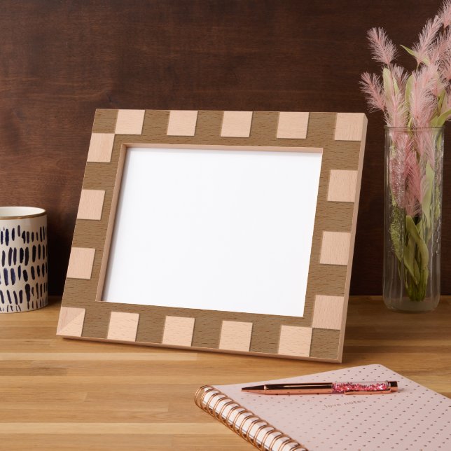 Sleek Geometric Checkerboard Motif Engraved Frame (Left)
