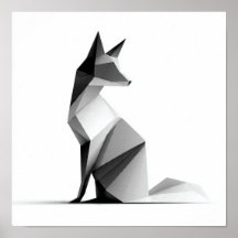 Sleek Geométrico Origami Fox Impressão
