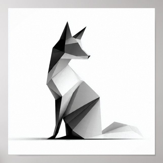 Sleek Geométrico Origami Fox Impressão (Frente)