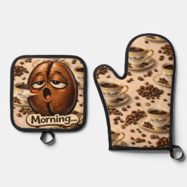 Sleepy coffee bean oven, mint and potholder set de