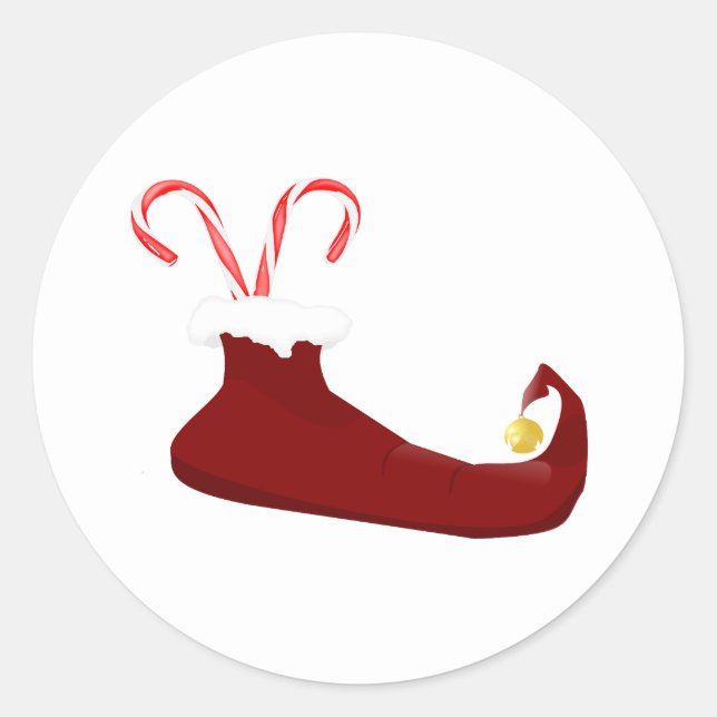Slipper de Elf Vermelho com Adesivo Redondo de Can (Frente)